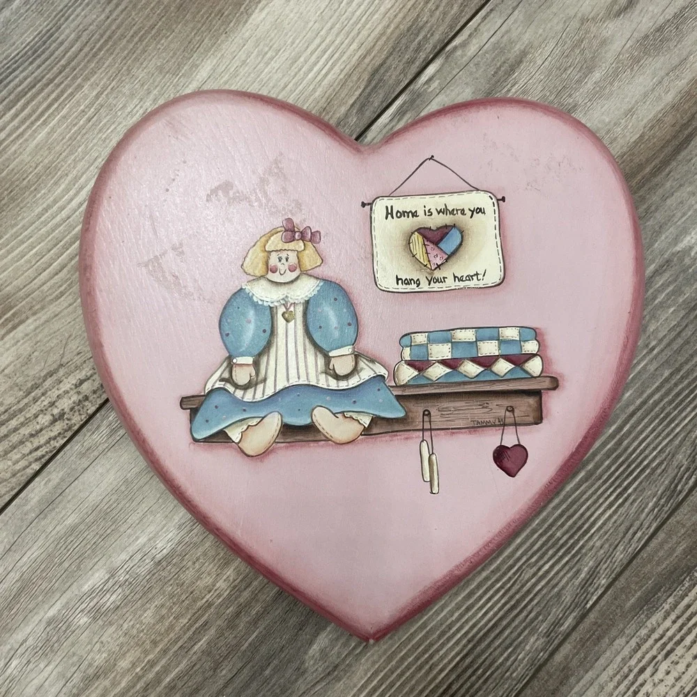 Vth Hand Painted Heart Wall Decor Cottagecore, Home Is Where You Hang Your Heart